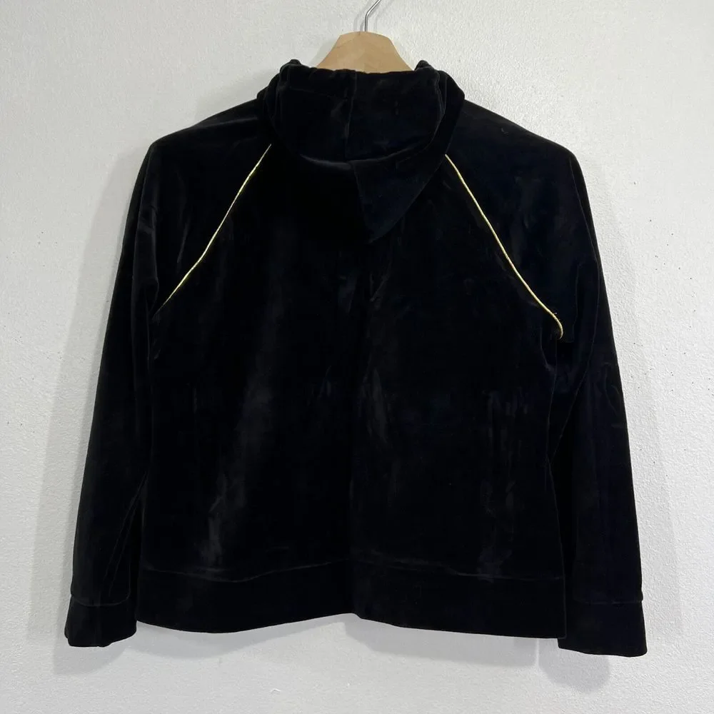 Vtg. Lauren Ralph Lauren Sweater Womens Large  Black Velvet Gold Embroidery Logo - Picture 2 of 8